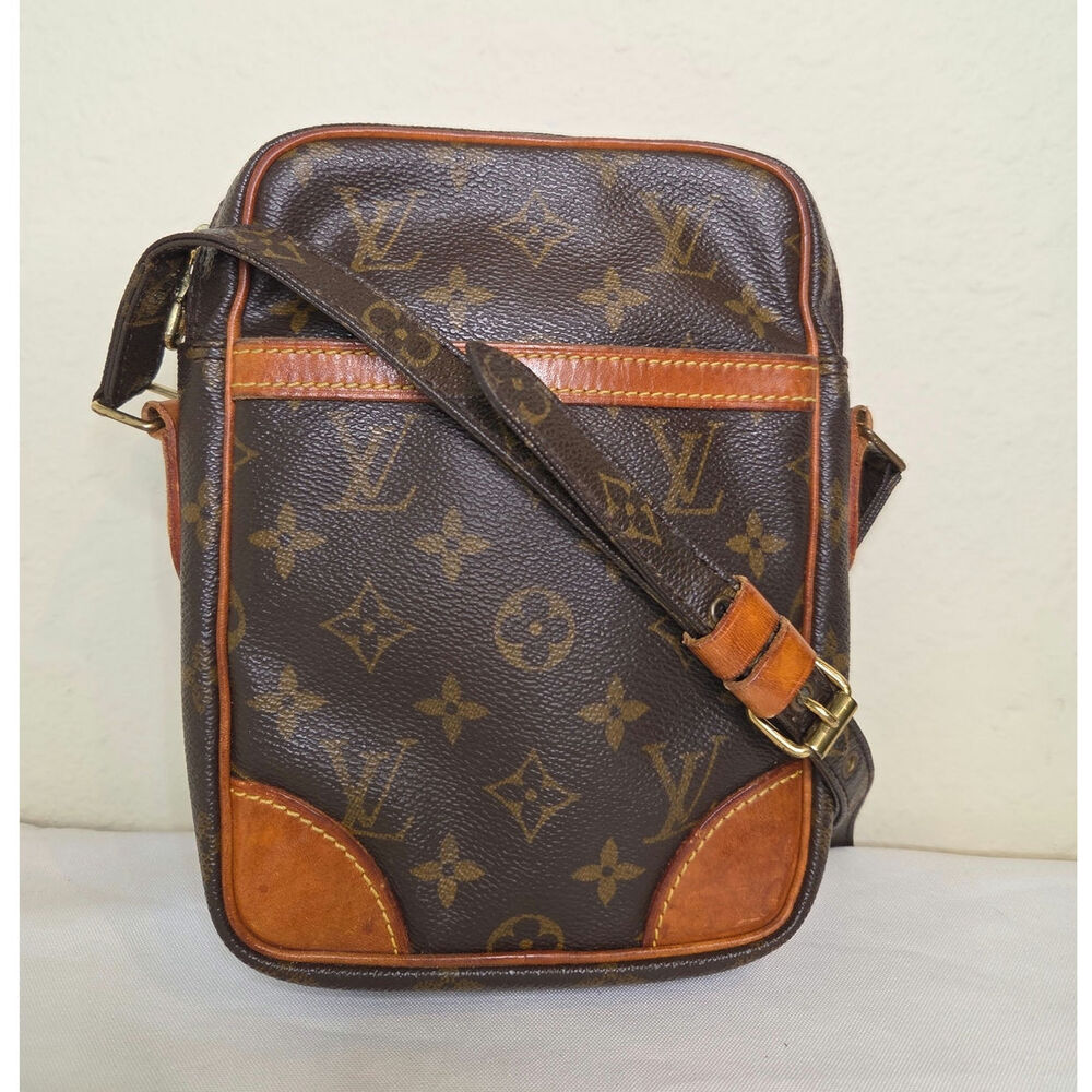 Louis Vuitton Vintage Monogram Danube Crossbody Bag Brown Leather LV